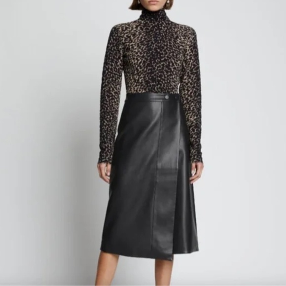 Proenza Schouler White Label Vegan Leather Wrap Skirt - Black - Picture 1 of 12
